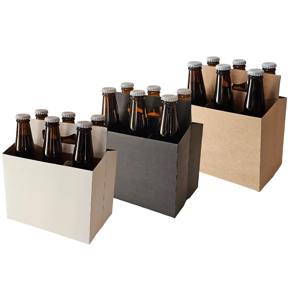 6 Pack Plain Cardboard Bottle Carriers – 150 per Box
